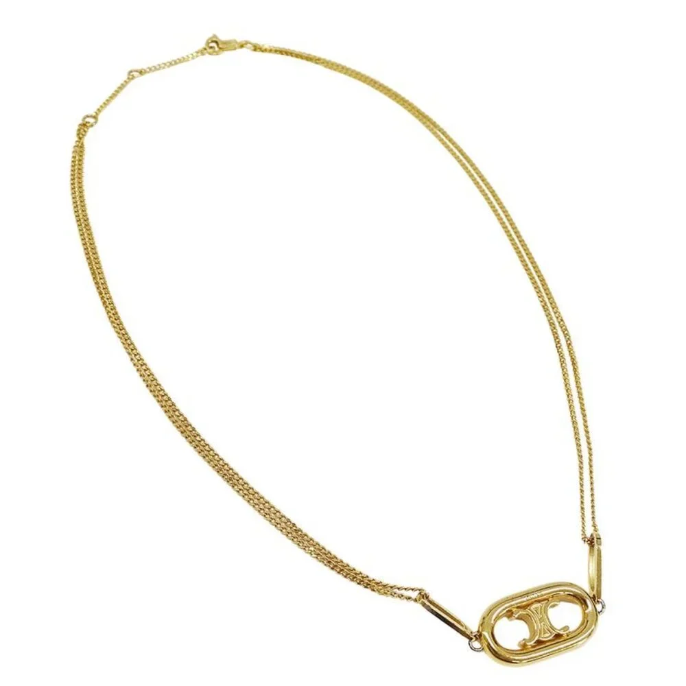 Celine Necklace Triomphe Gold 2 Strand Necklace Accessories - Picture 3 of 13